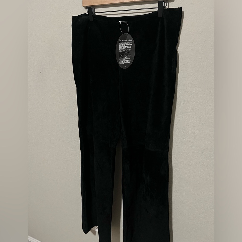 NWT CAMI Black Leather Suede Trousers with Interior Lining Size 14